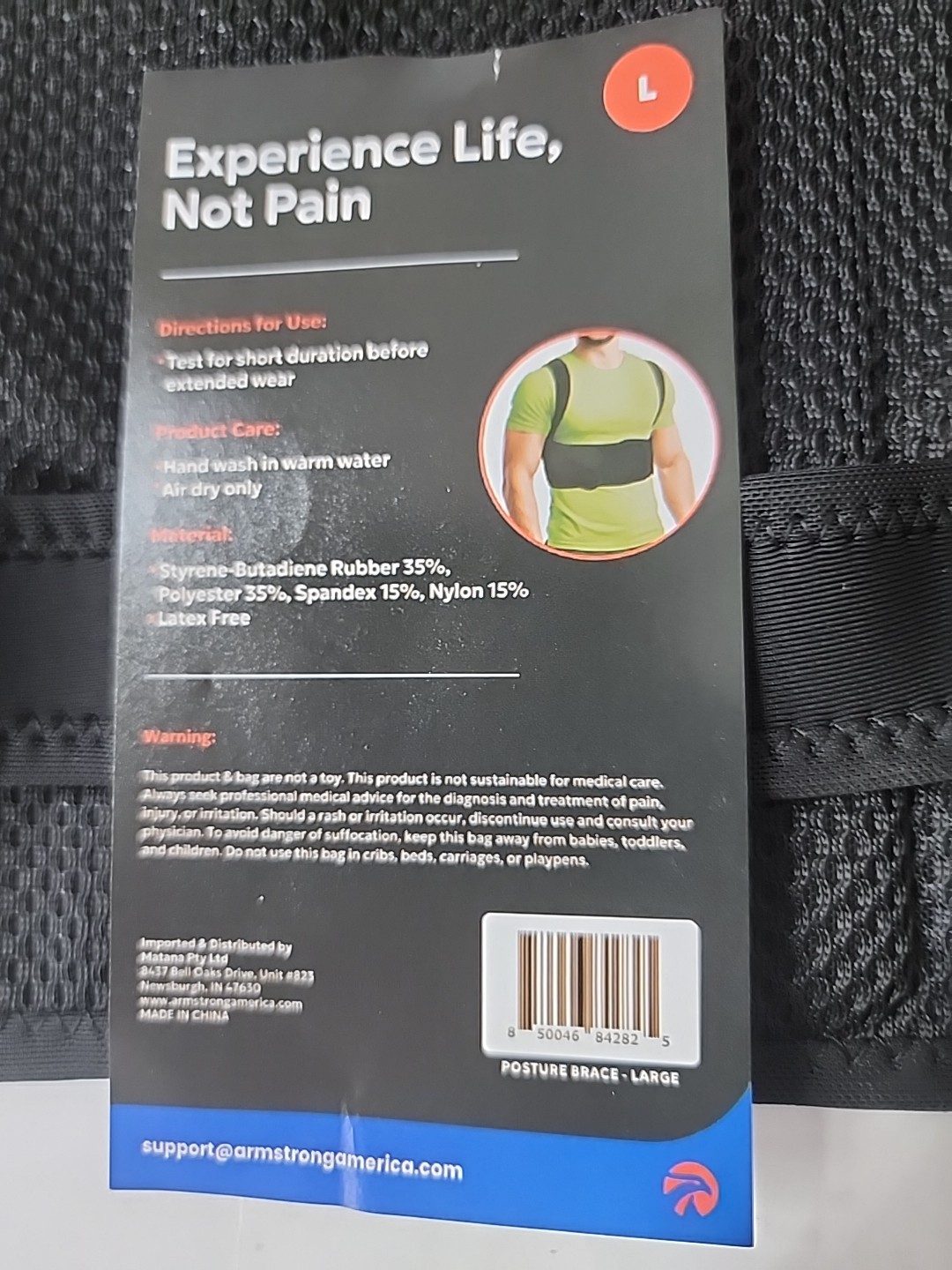 ARMSTRONG AMERICA Upper Back Brace Posture Corrector for Unisex – Black. LARGE