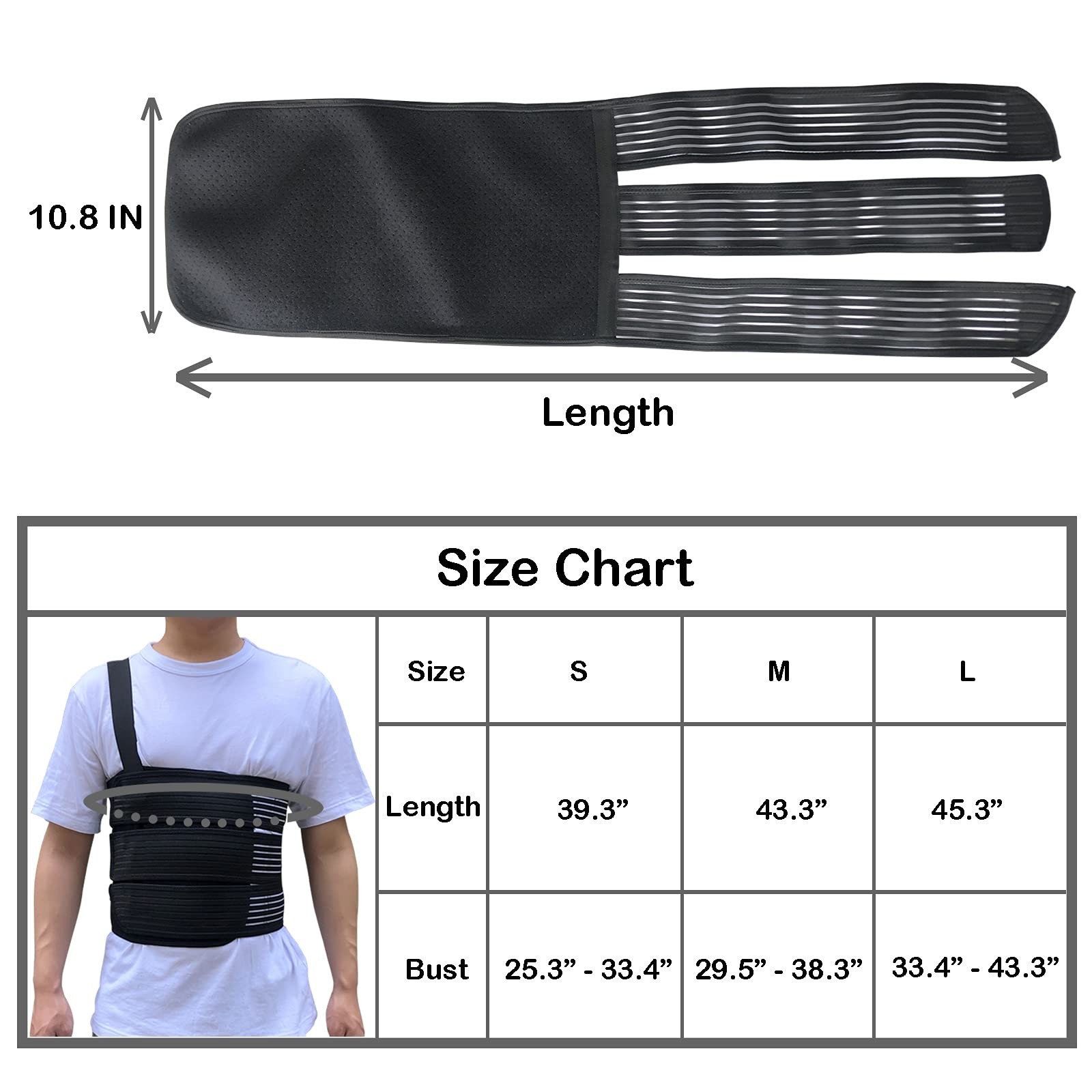 Rib Belt Chest Binder Compression Support for Rib Injury Pain Relief