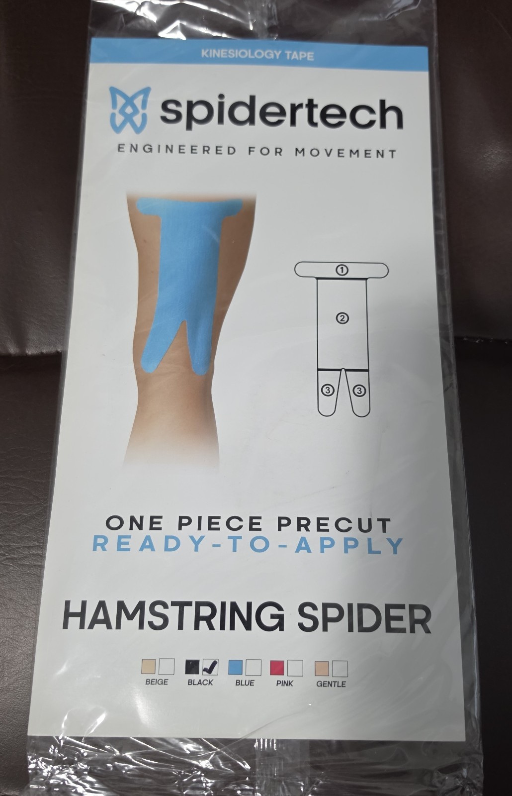 SPIDER TECH PRECUT READY TO APPLY KINESIOLGY TAPE (HAMSTRING SPIDER) BLACK