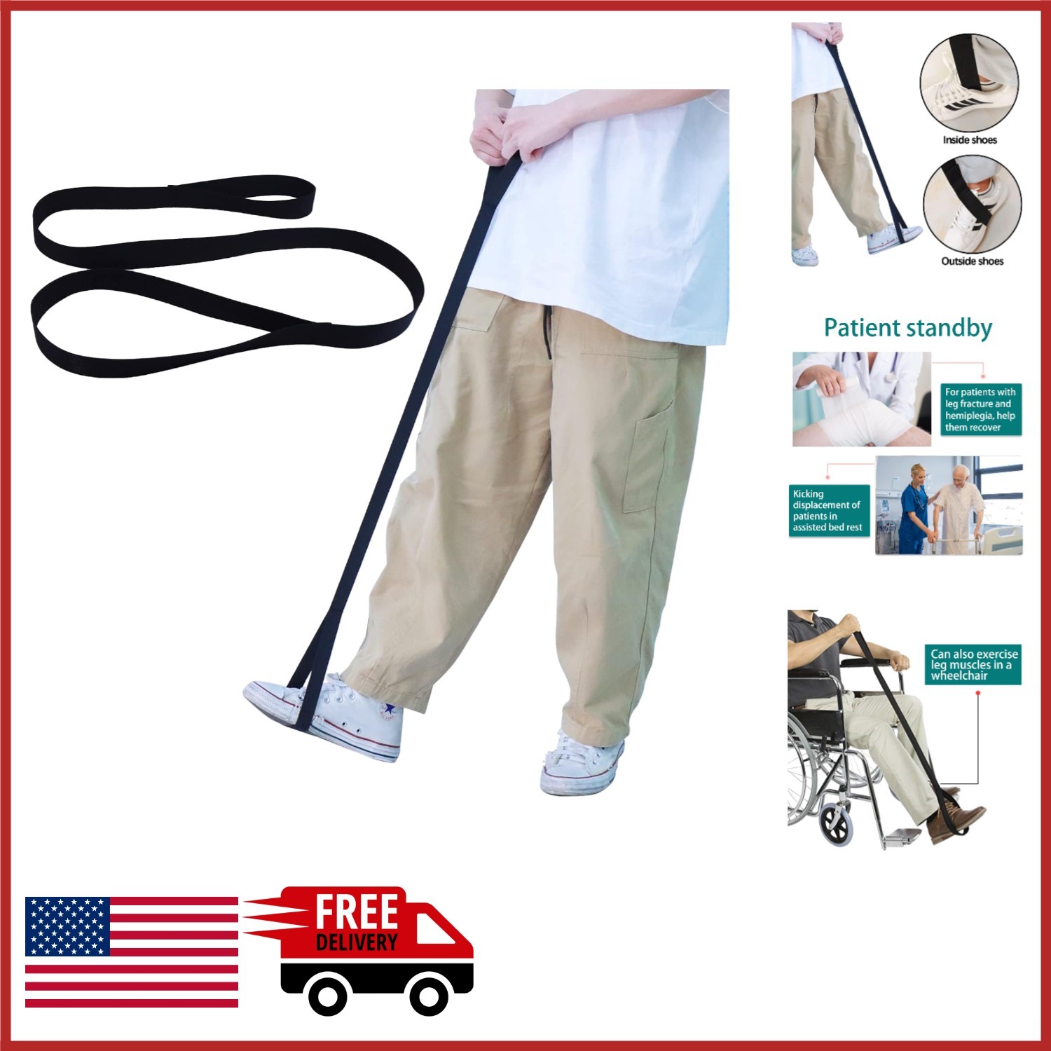 Adjustable Leg Lifter Strap 42 Inch for Limited Mobility and Recovery