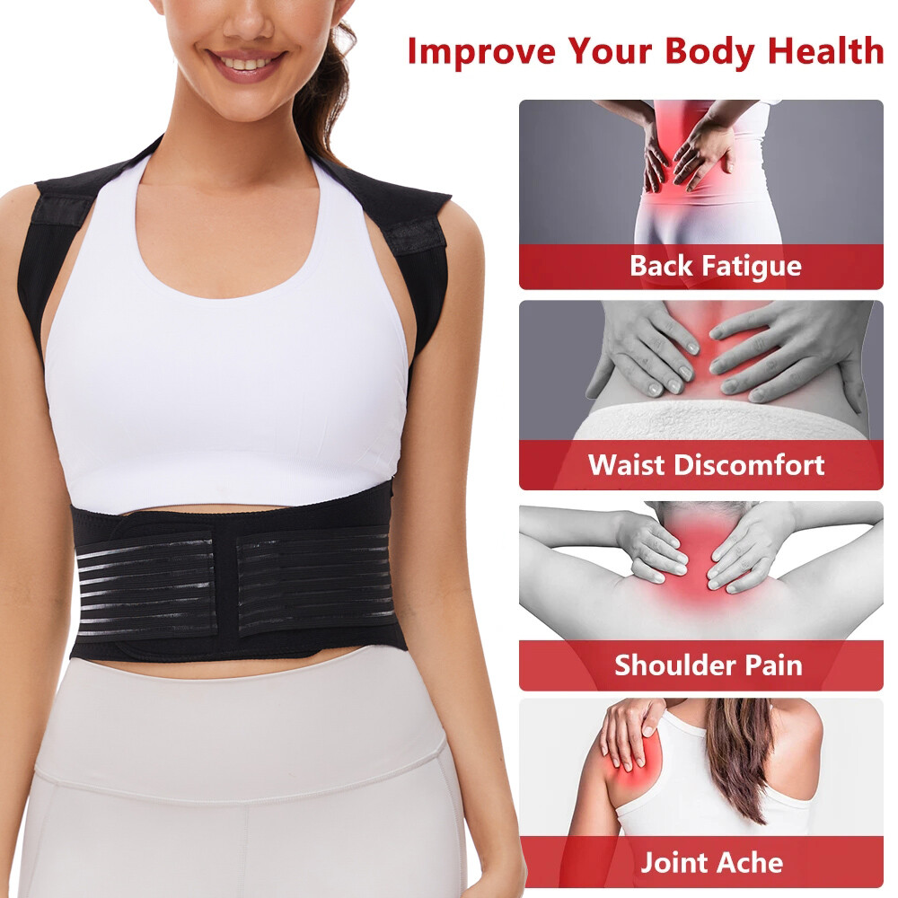 Adjustable Posture Corrector Low Back Support Shoulder Brace Belt Heated Vest