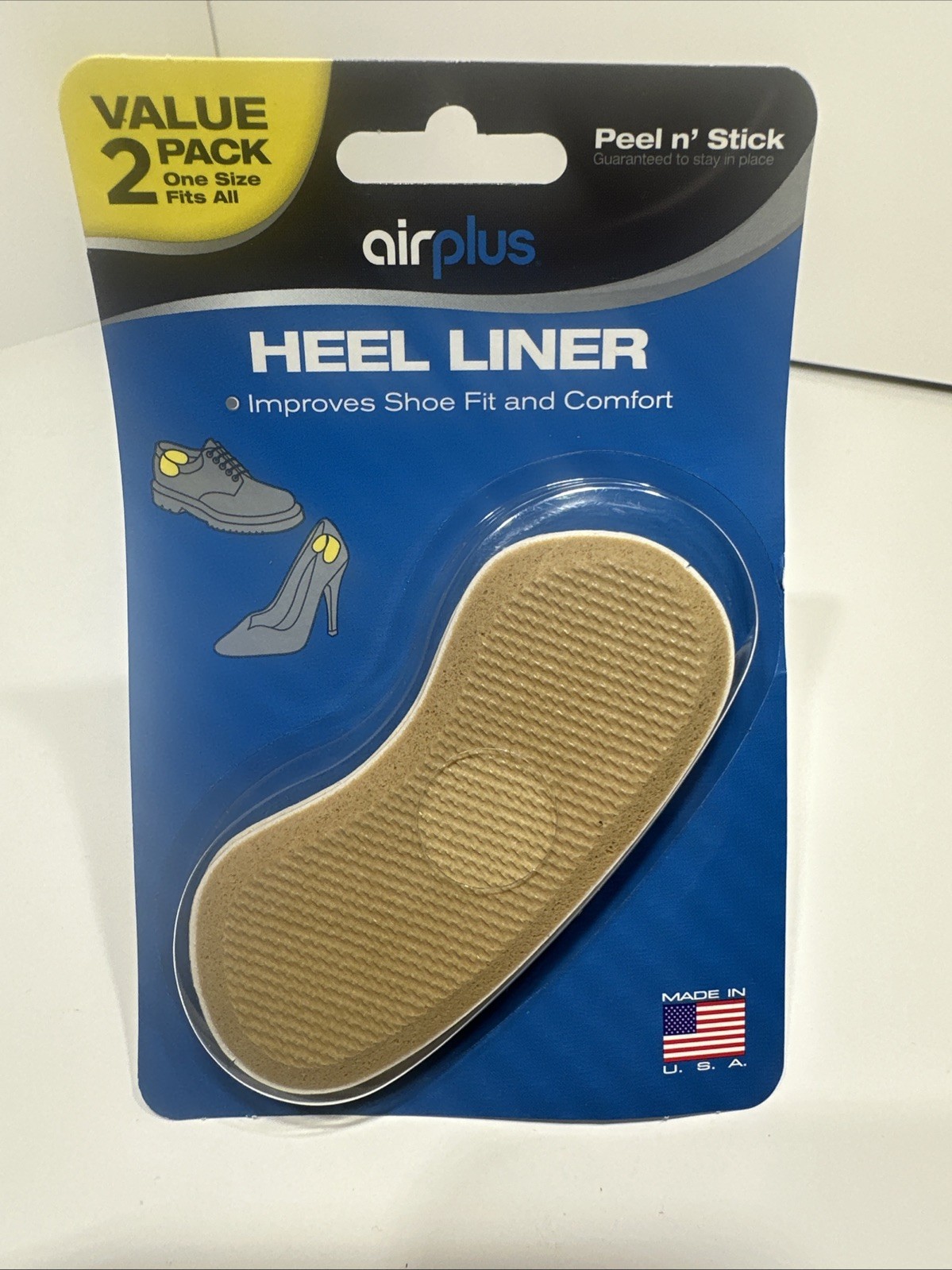 Airplus Heel Liner 2 Pack of 4 liners One Size Fits All Peel N’ Stick Freship