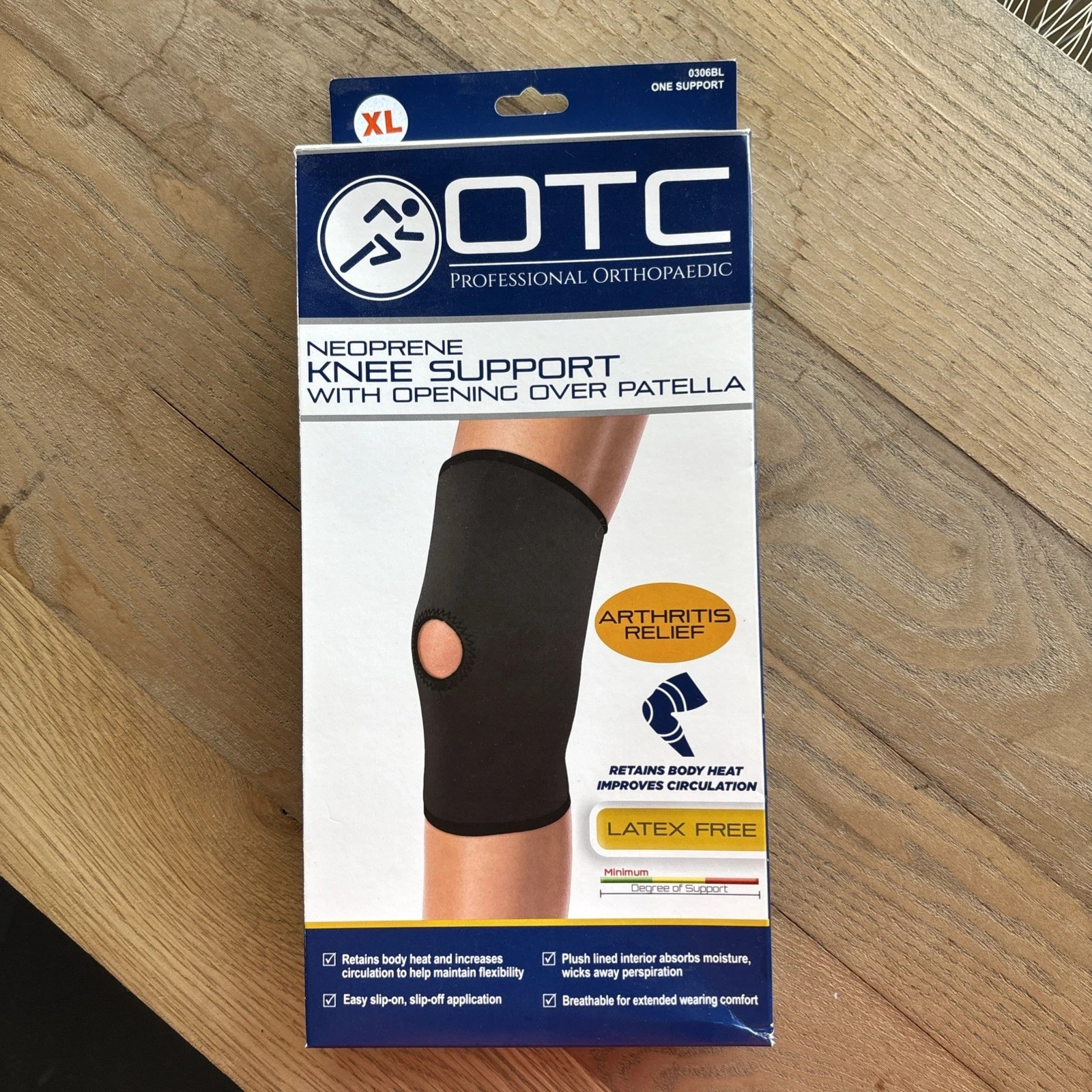 OTC Knee Support, Open Patella, Neoprene, Black, (Medium ) FREE SHIPPING