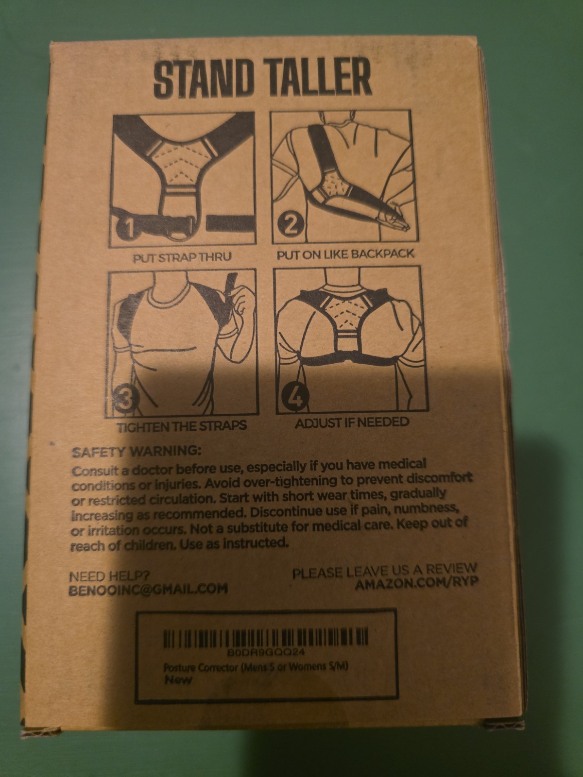 Benoo Back Posture Corrector for Unisex Comfy Adjustable Mens S Women S/M Black