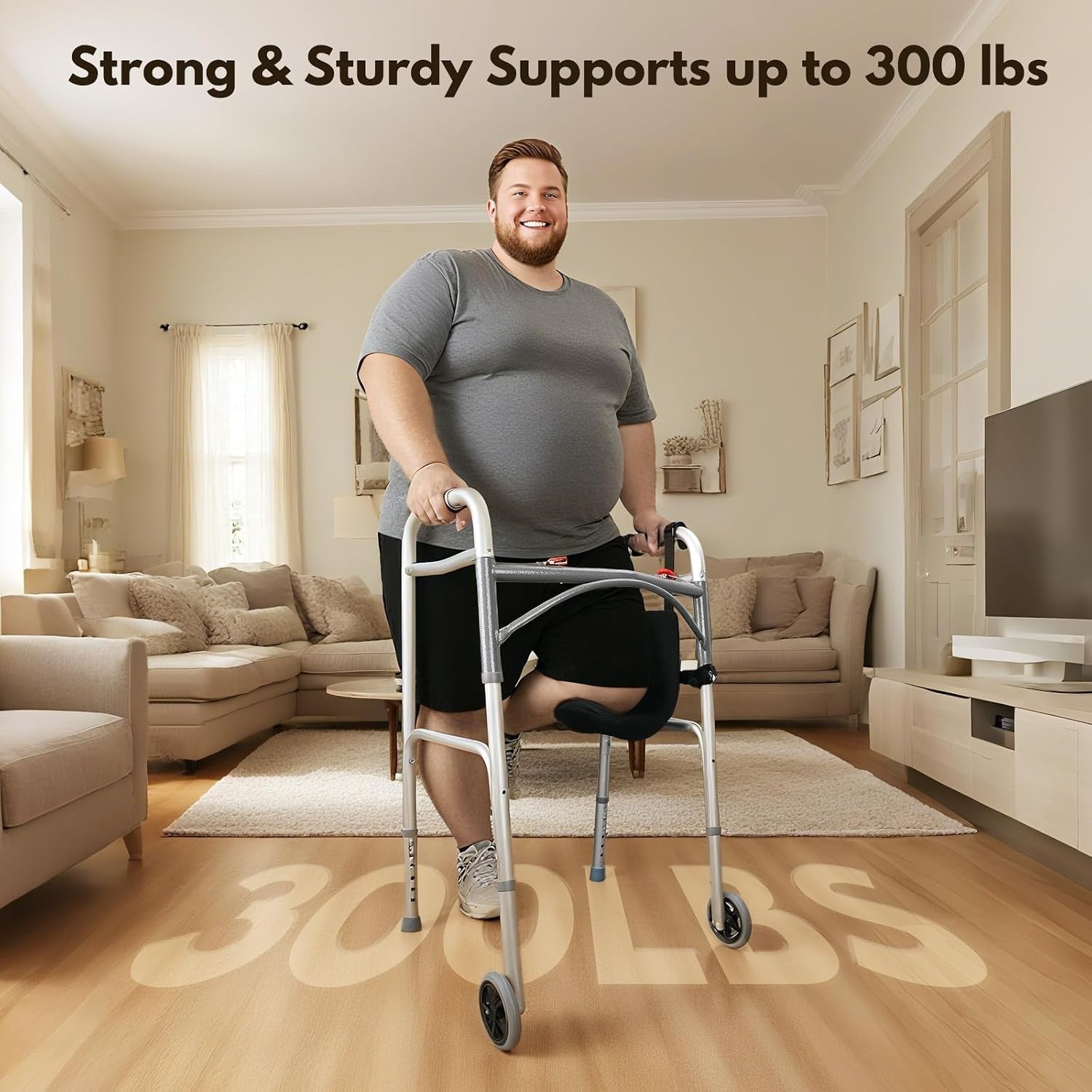 Knee Sling for Walker, Adjustable Cushioned Knee Support 300 lbs Rehab Comfort