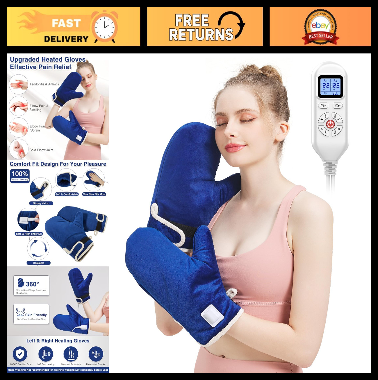 Heated Gloves for Arthritis Relief – Electric Mittens with Fast Heat Therapy, Au