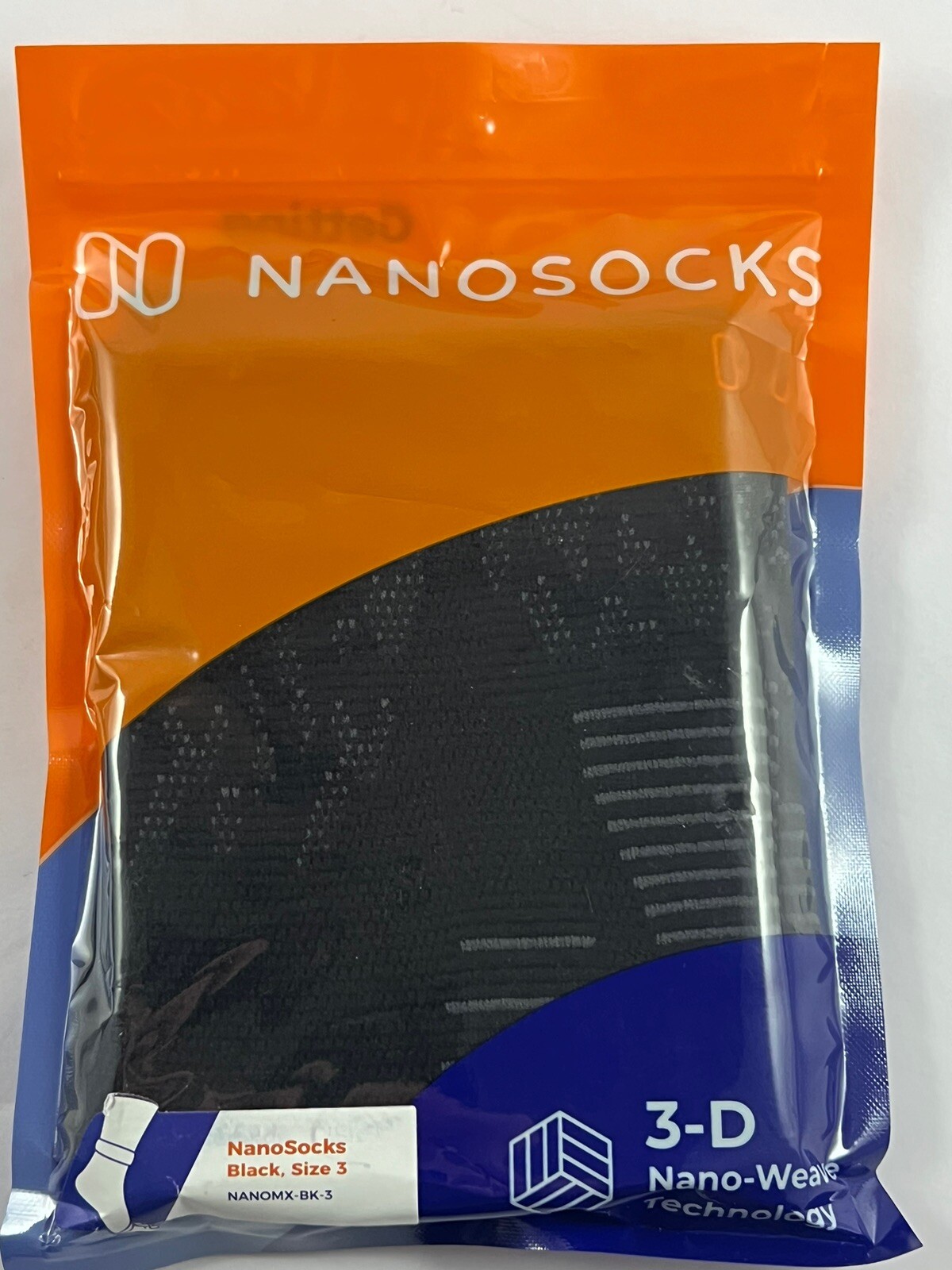 2 Packages, NANOSOCKS, 3D Nano-Weave Technology, Black Size 3, NANOMX-BK-3
