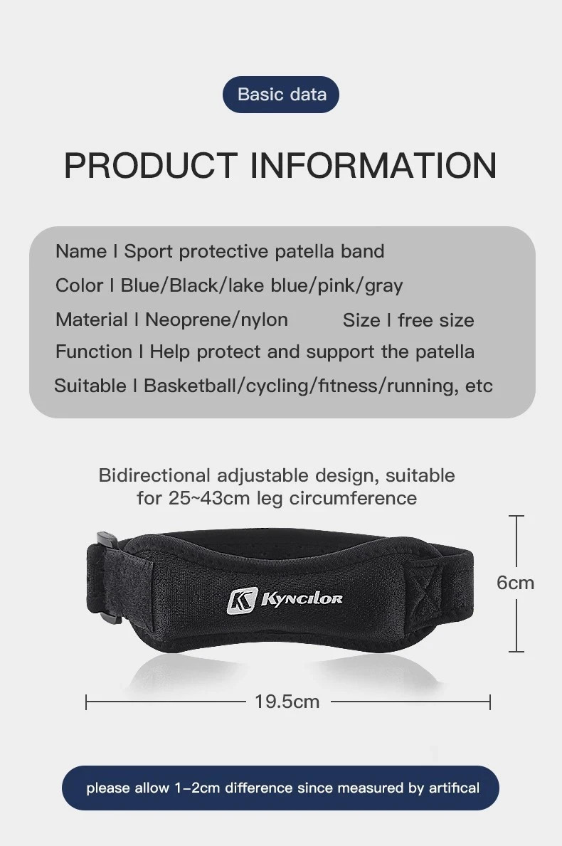 Adjustable Knee Patellar Tendon Support Strap Compression Brace for Sports Runni