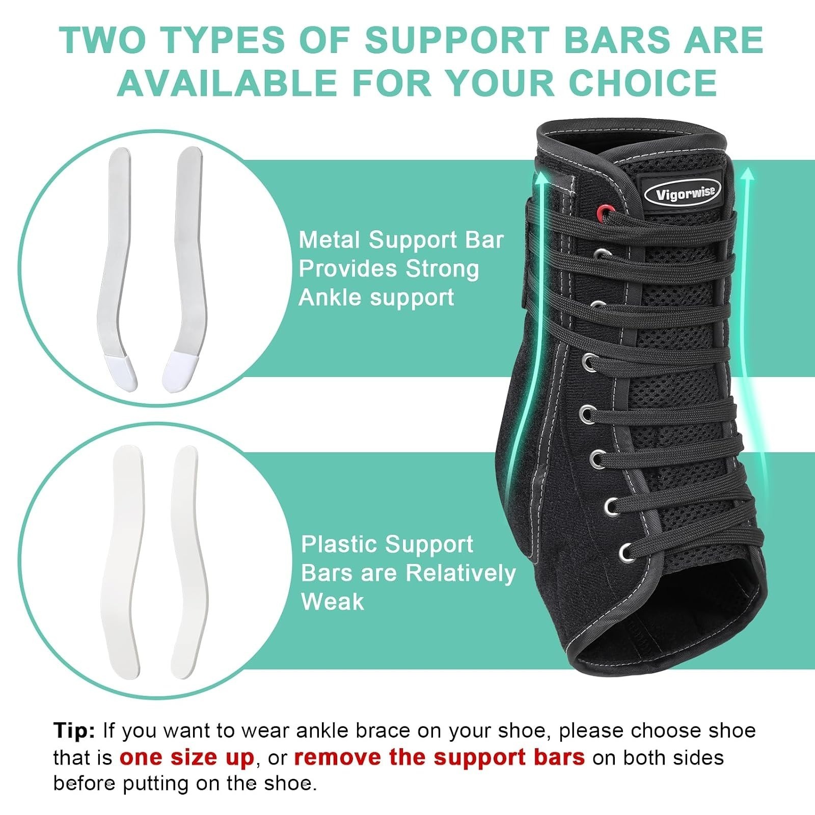 Lace up Ankle Brace for Women Men, Quick Adjustment Ankle Brace with Metal and P