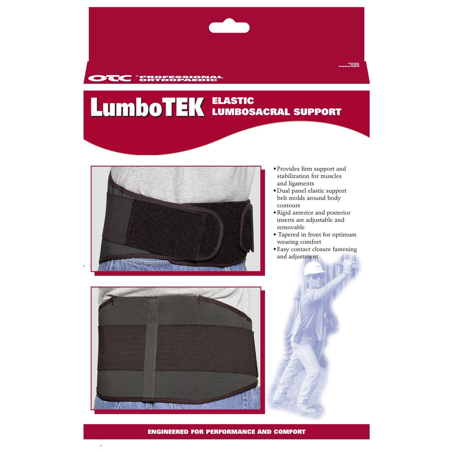 OTC LumboTek Lumbosacral Support with 11 Back Inserts, XL, Black, (2895-BL11-XL)