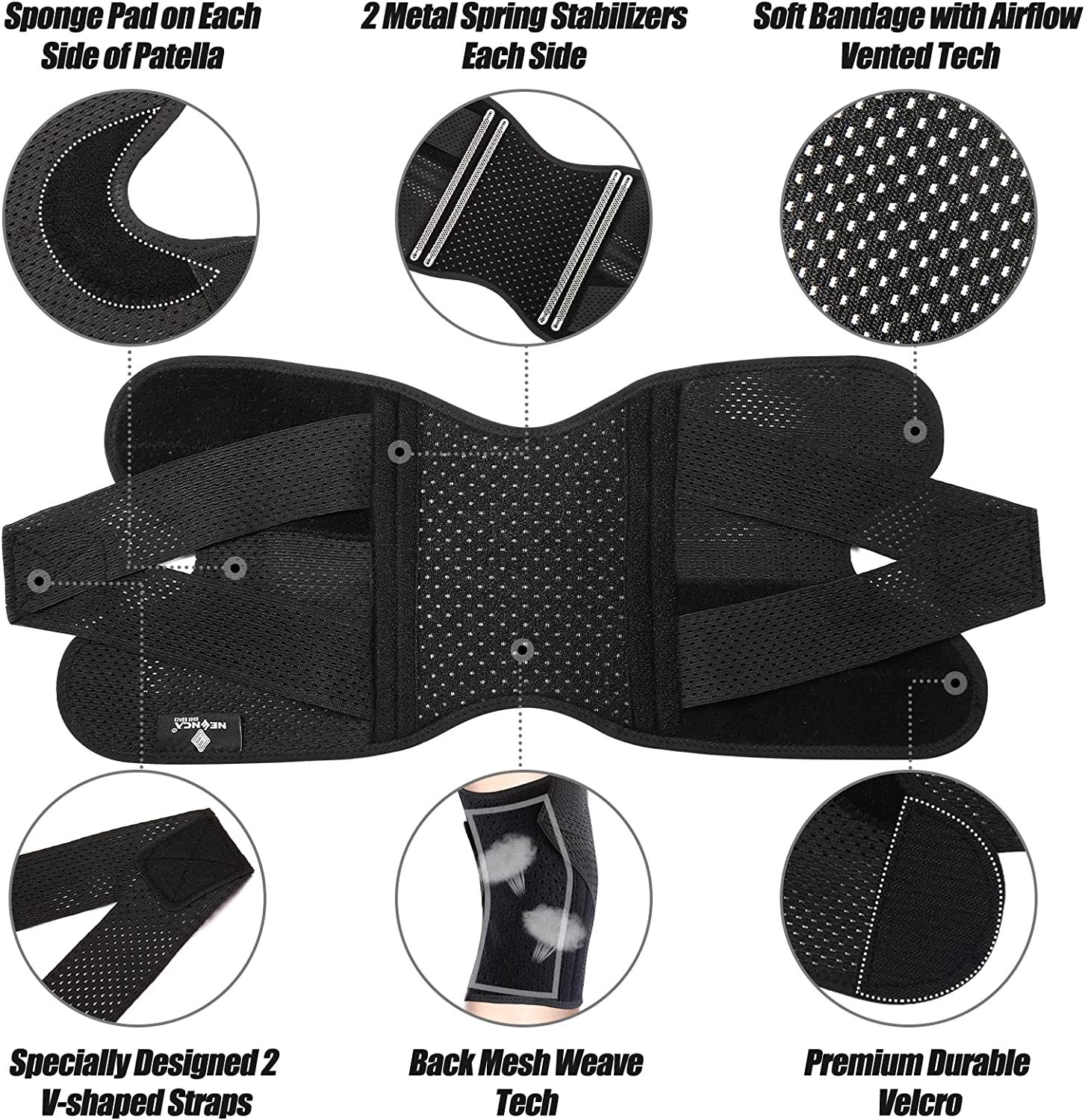 Knee Brace Compression Sleeve Joint Support Open Patella Stabilizer Wrap New
