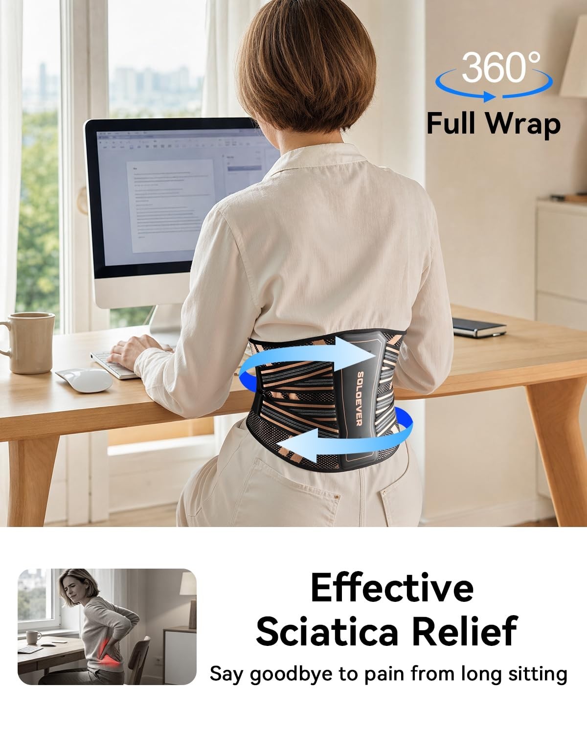 Ultra Breathable Back Brace for Lower Back Pain Relief | Copper Infused Lumbar S