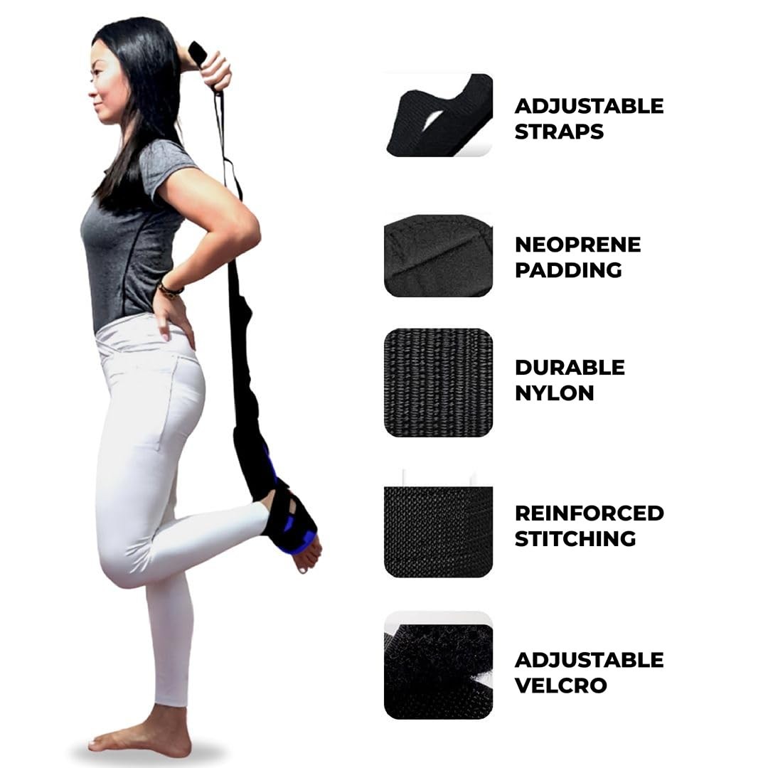 Yaghzu Foot and Calf Stretcher – Stretching Strap for Plantar Fasciitis, Blue