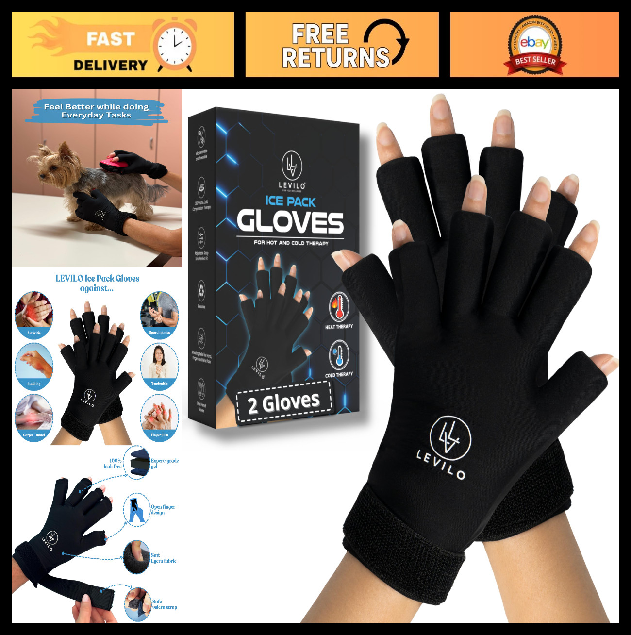 Ice Pack Gloves for Arthritis Relief – Hand Ice Packs for Swelling, Pain & Infla