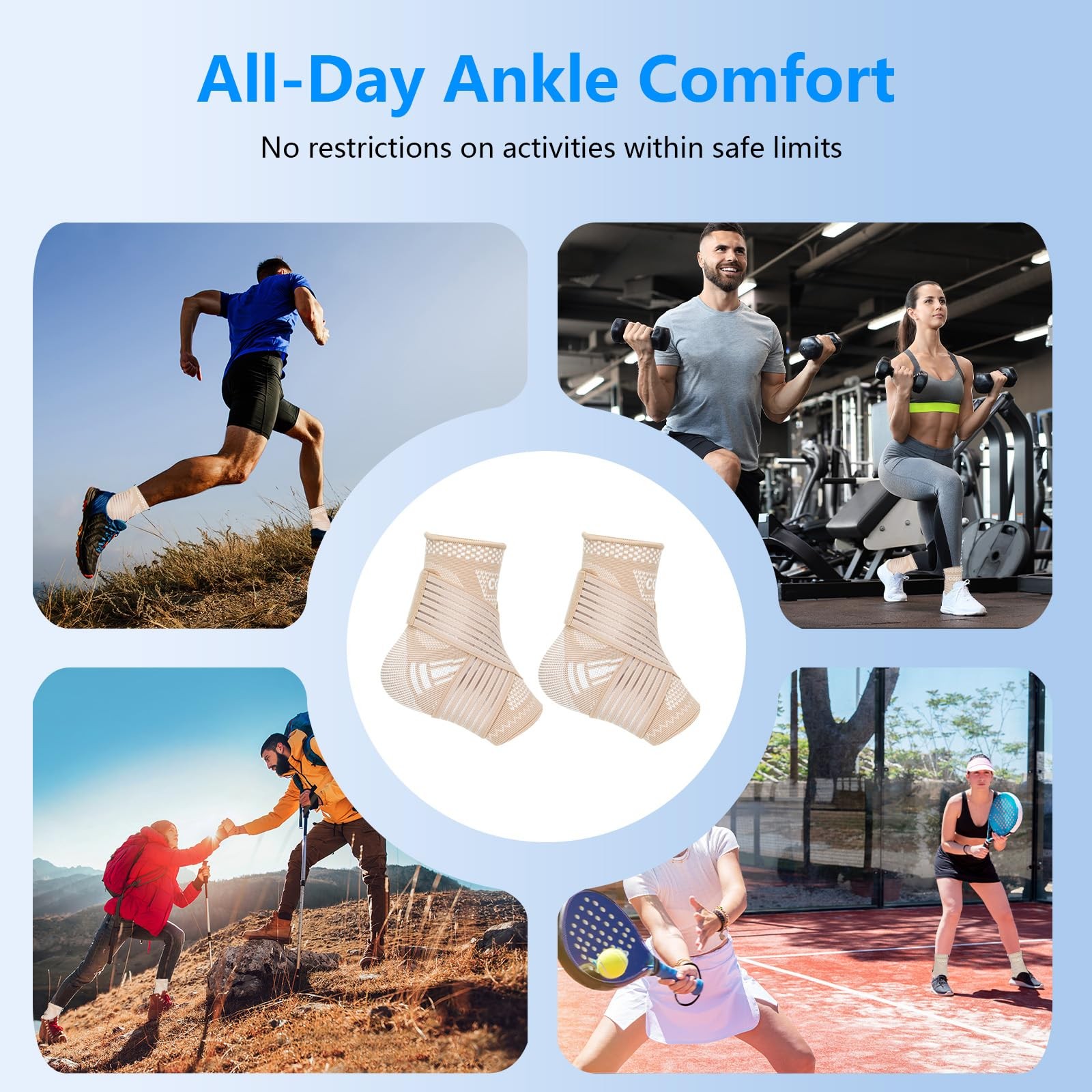 DRNAIETY Copper Ankle Brace for Men & Women – 1 Pair Large, Skin Tone