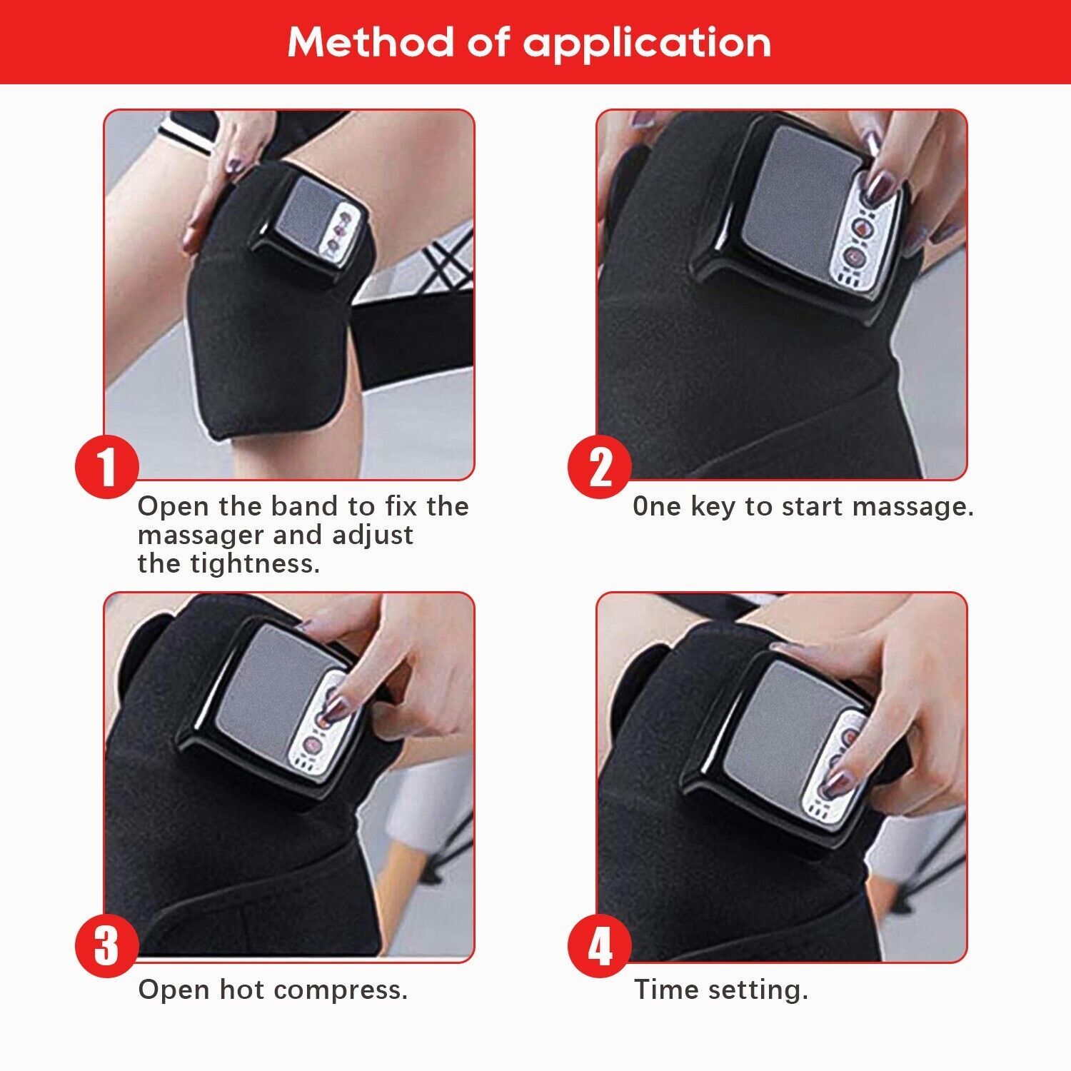 USB Rechargeable Electric Heating Vibration Knee Massager Pads Joint Pain Relief
