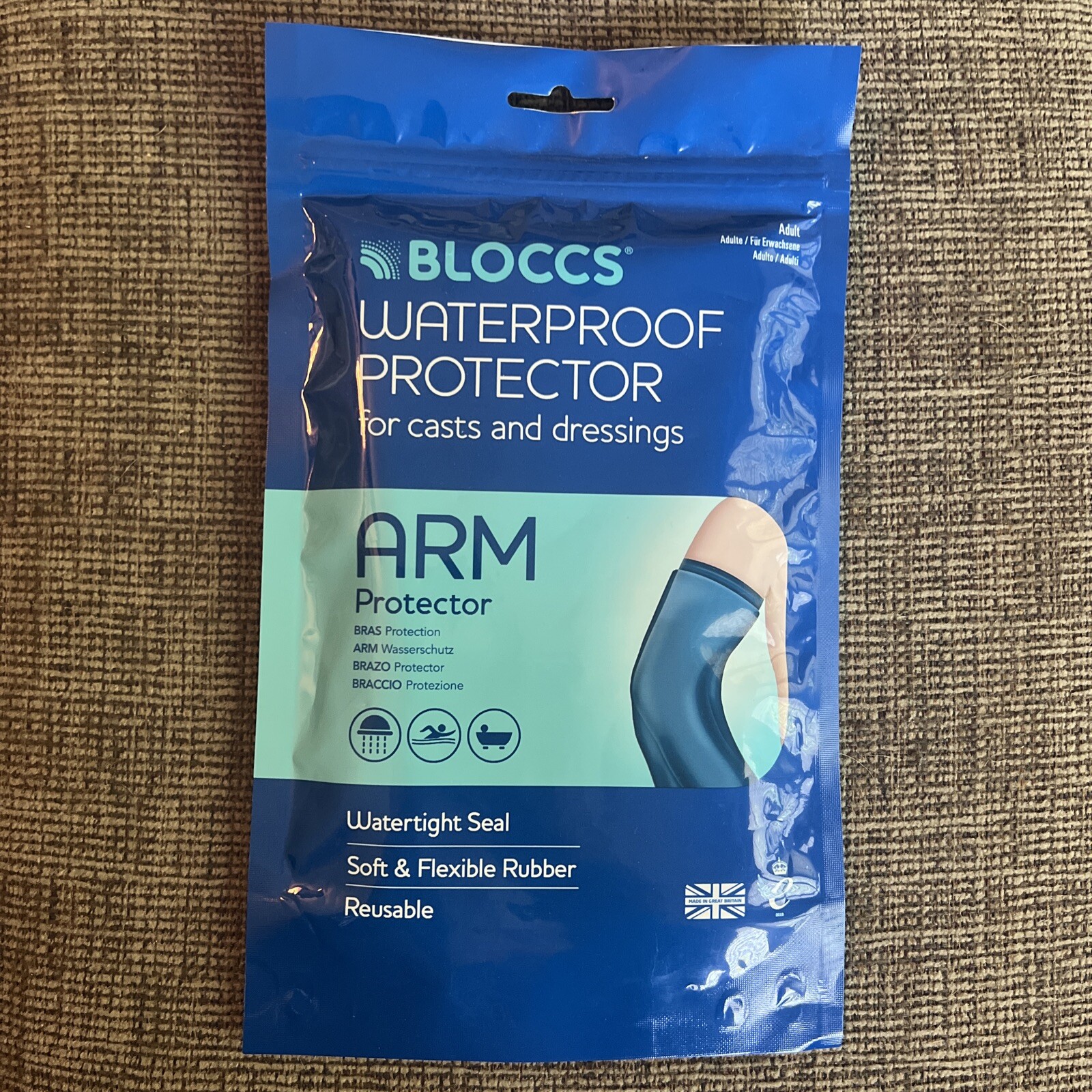 Bloccs Waterproof Arm Protector for Casts And Dressings-Adult-One Size-NISB