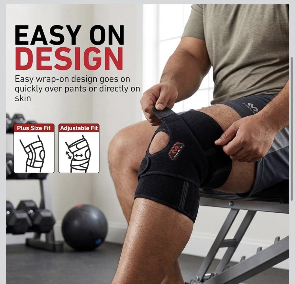 McDavid VOW Plus Size Knee Brace with Steel Stays – XL/2XL – Black Compression