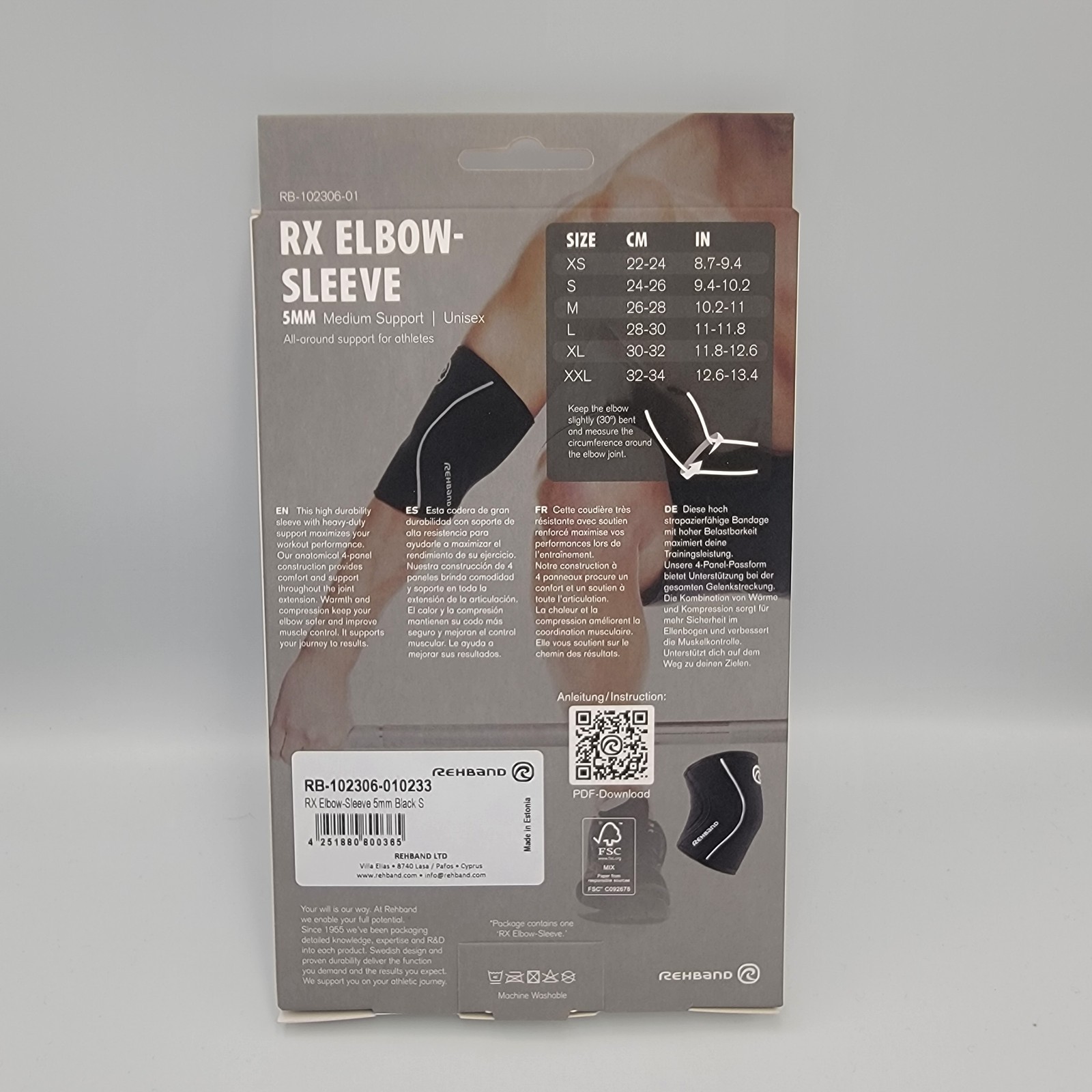 5mm Neoprene Elbow Compression Sleeve, Weightlifting Support, Small Black