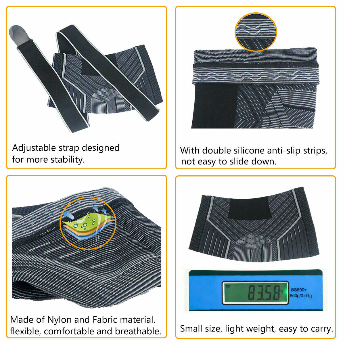 1 Pair Knee Braces Sleeve Support Pattela For Sports Joint Pain Arthritis Relief