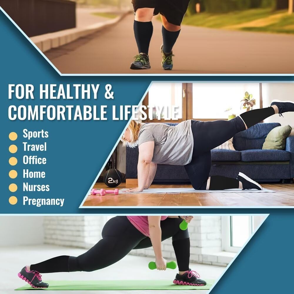 Plus Size Compression Sleeves for Calves Women Wide Calf Compression Legs Sle…