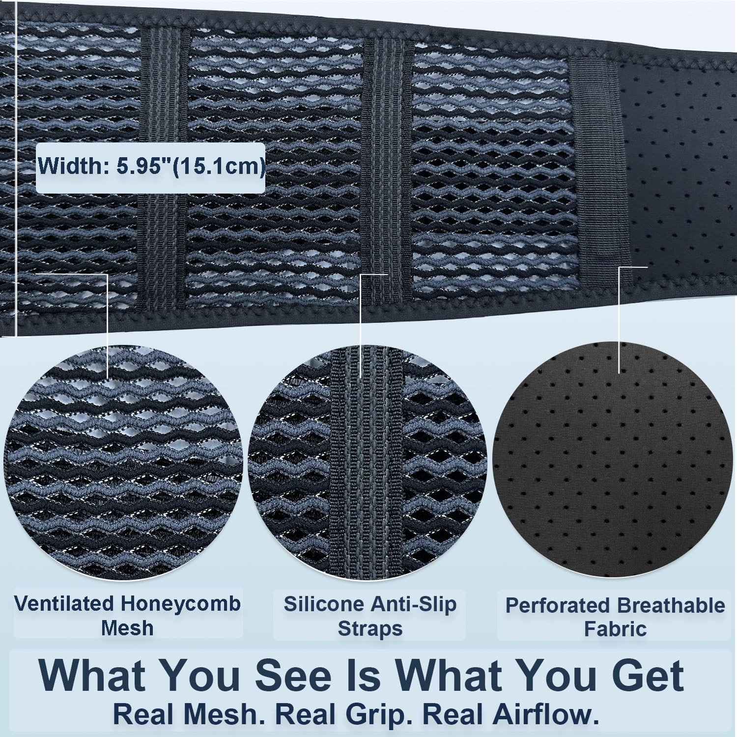 Breathable Back Brace for Lower Back Pain Relief – Lightweight 3D Air-Mesh Lumba