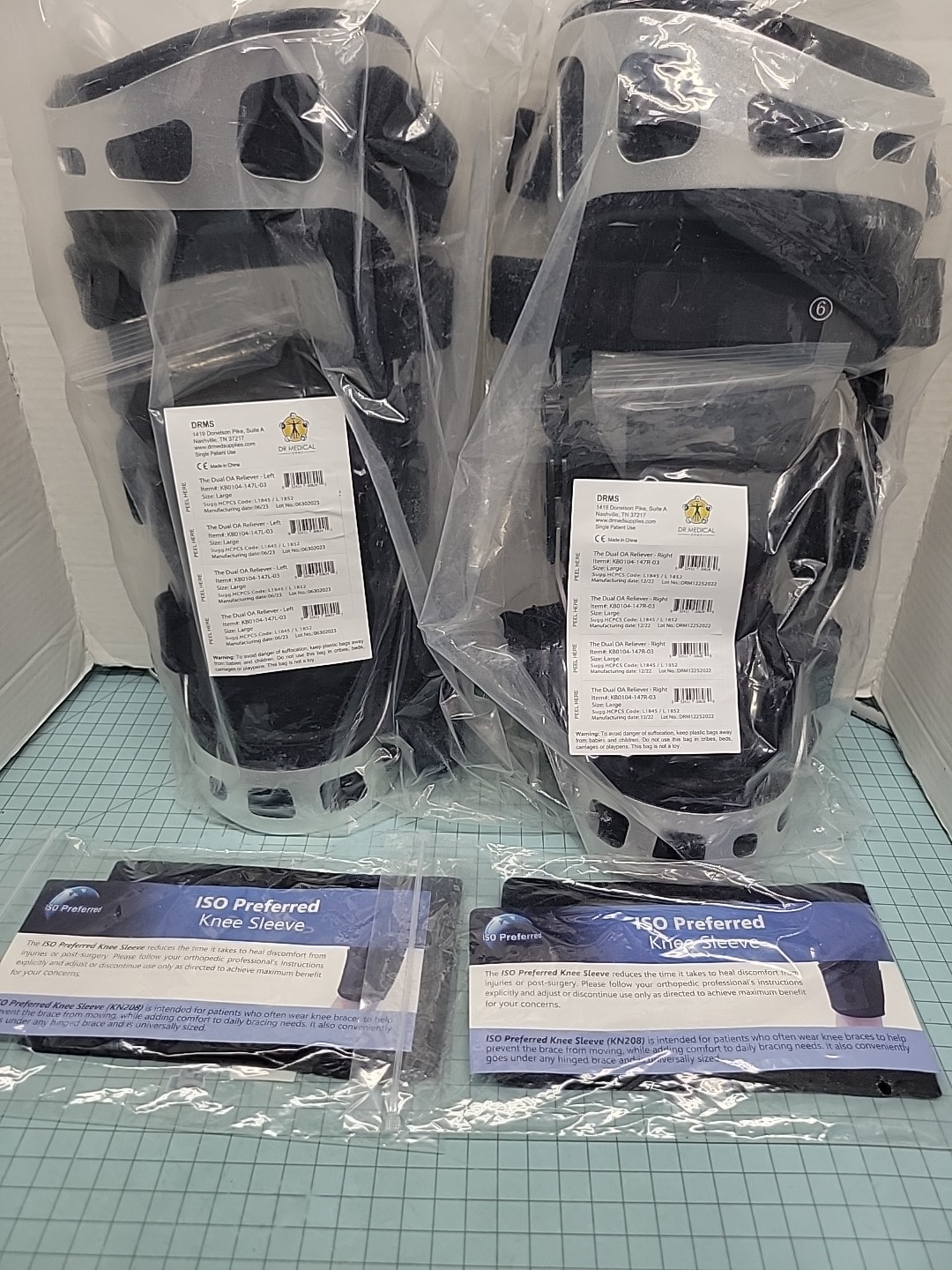 The Dual OA Reliever DR Medical Right & Left Knee Braces & ISO Knee Sleeves New!