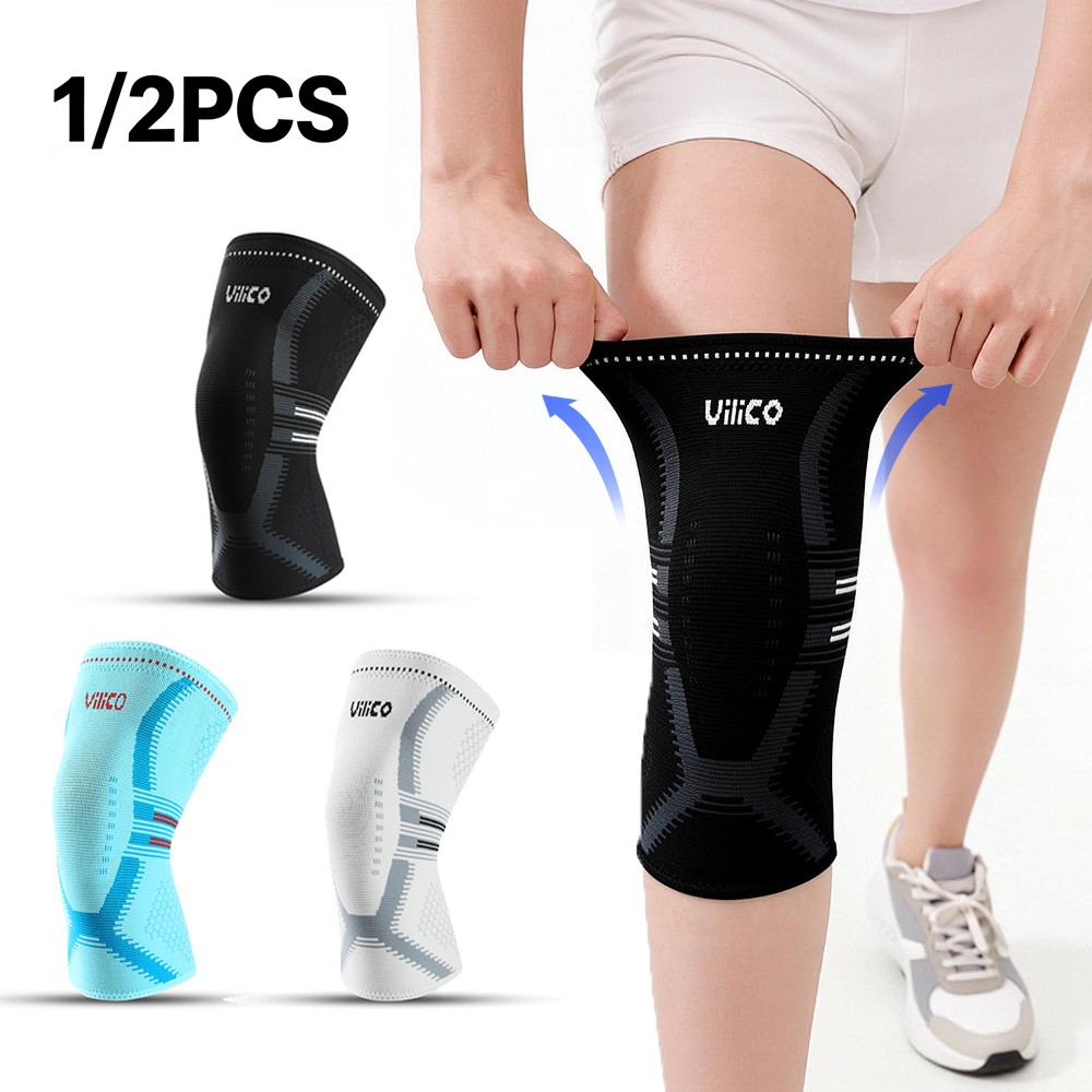 Compression Knee Support Sleeve Elastic Knee Pads Brace Springs Gym Basketball