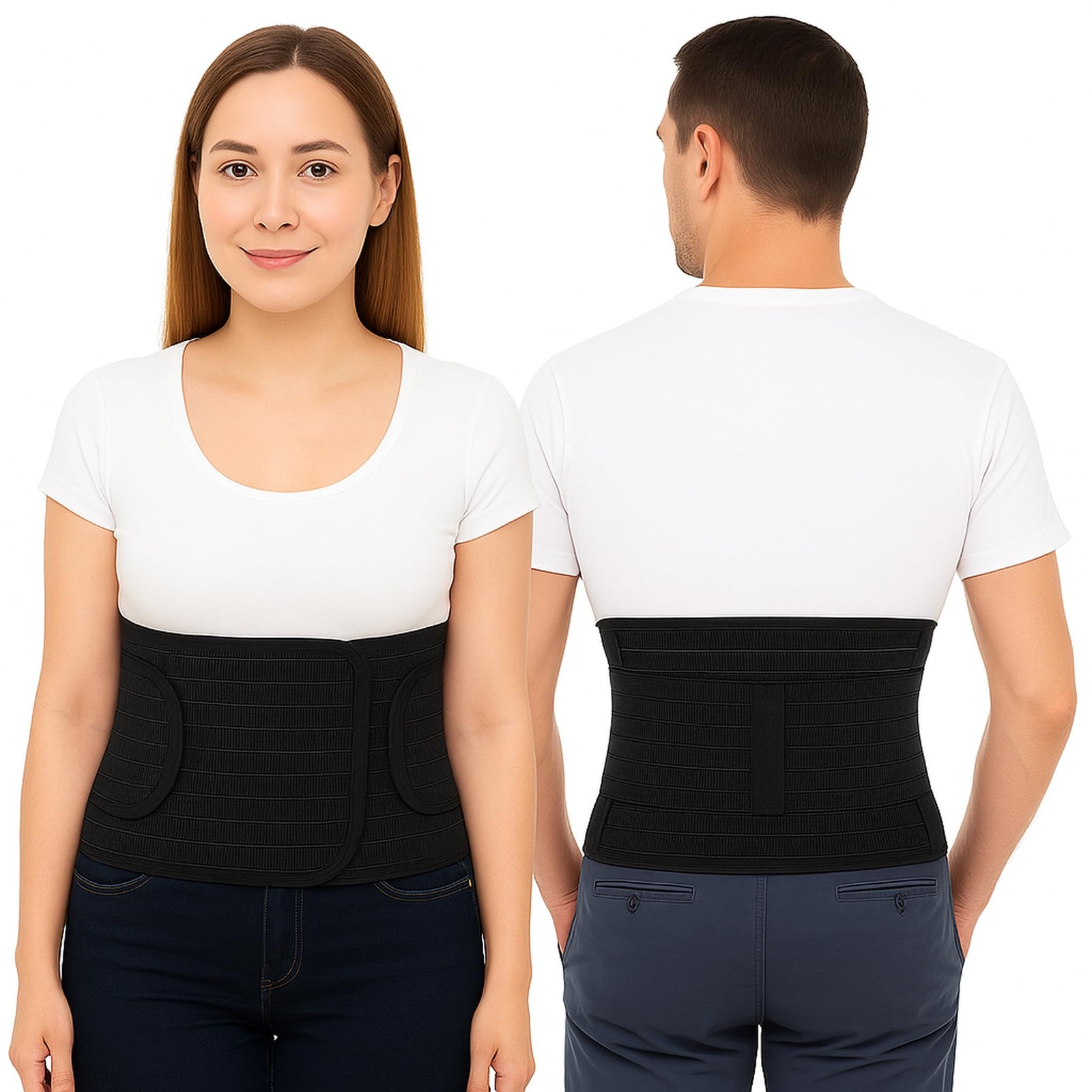 ORTONYX Ergonomic Abdominal Binder Waist and Lower XXL (up to 48″), Black