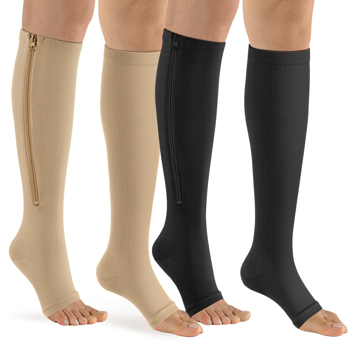 20-30mmHg Compression Socks W/ Zipper Support Graduated Stockings For Men Women