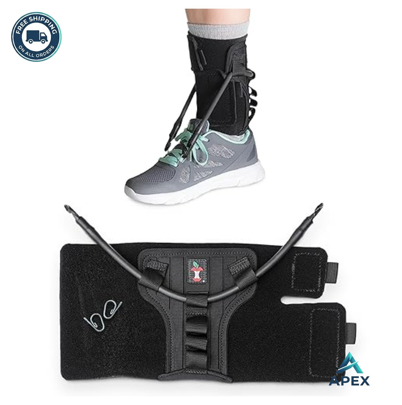 Foot Drop Brace Adjustable Dorsiflexion Support M/L Lace Up Black Walking AFO