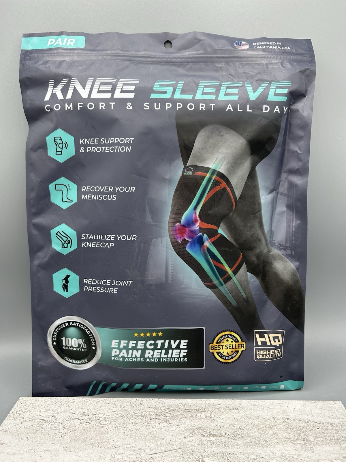NEW Knee Sleeve Pair Support Size M Support Sports Pain Relief Compression SKU6