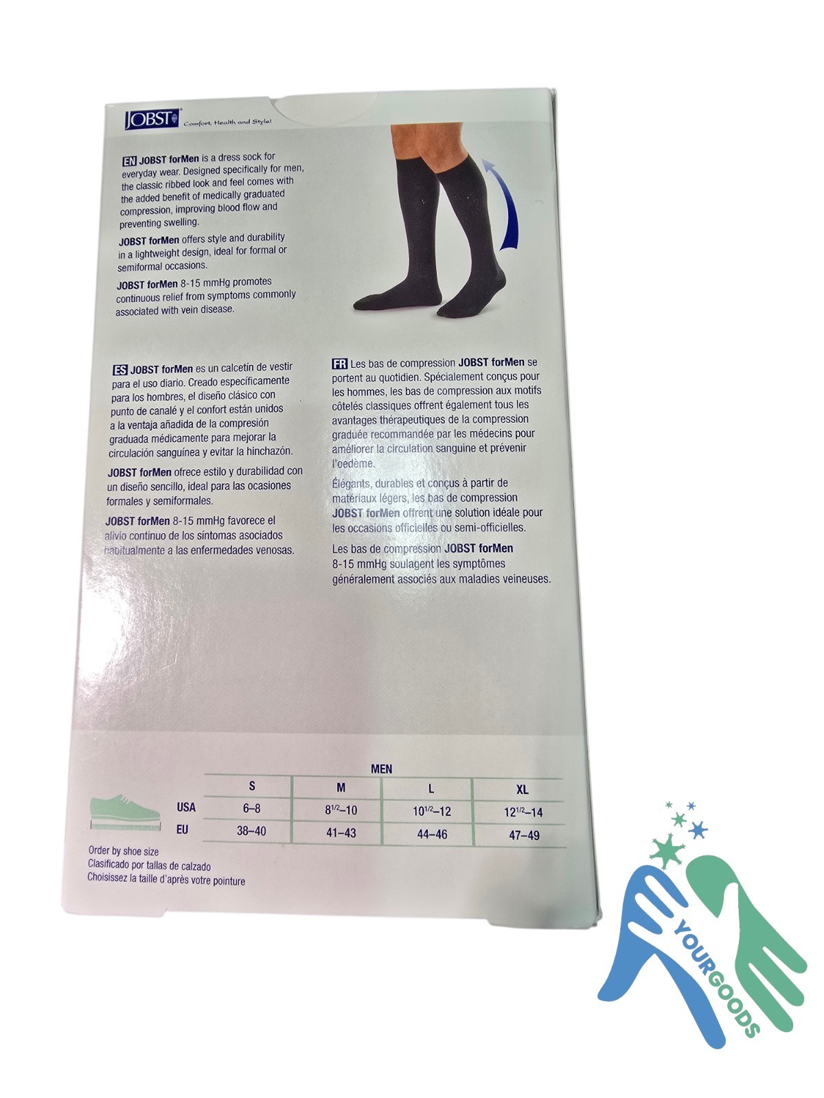 NEW Jobst For Men Compression Knee Closed Toes Socks 8-15 mmHg LARGE