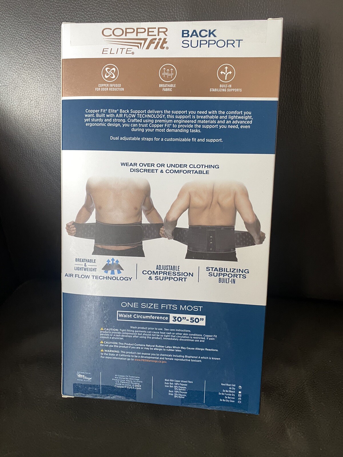 Elite Copper Back Support Compression Adjustable Straps Stabilizing Airflow