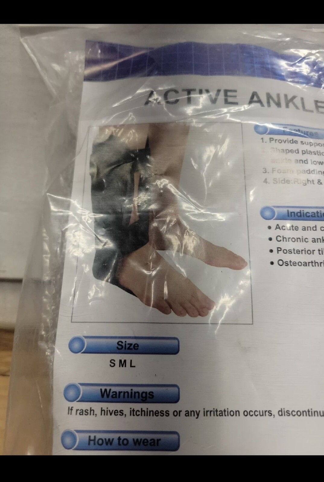 Active Ankle Brace Medium Lace Up & Strap Multi Sport