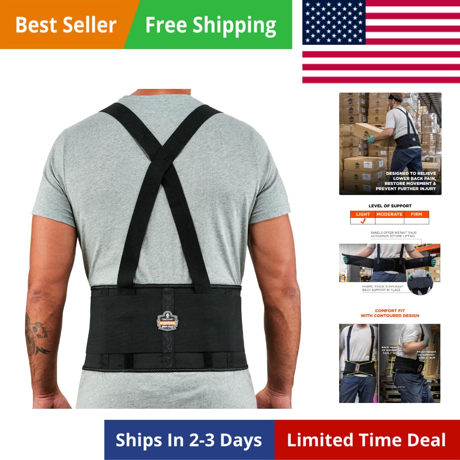 Non-Conductive ProFlex Back Support for X ( Small ) Adults – Durable & Adjust…