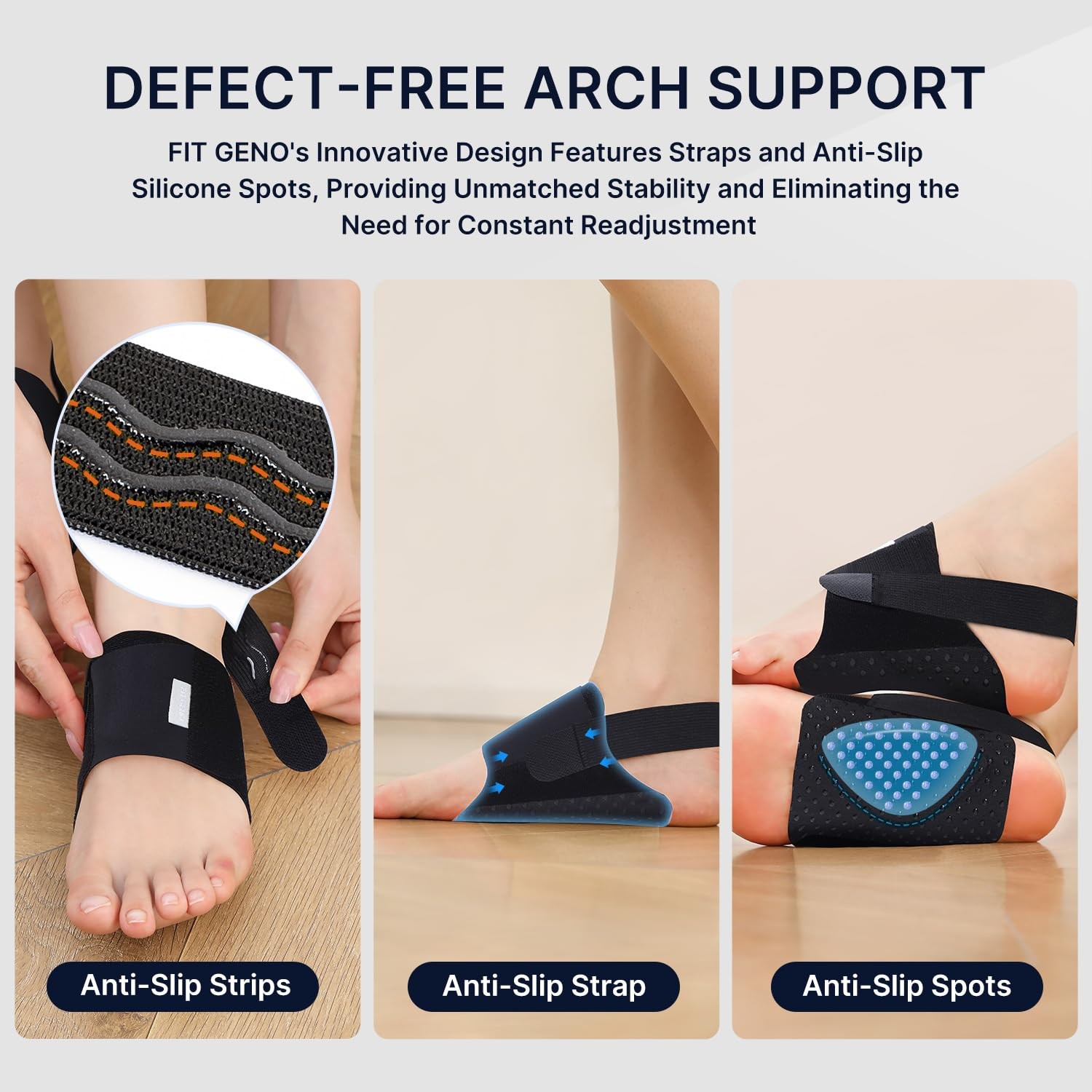 Fit Geno Arch Support Braces for Plantar Fasciitis Relief – Adjustable Compre…