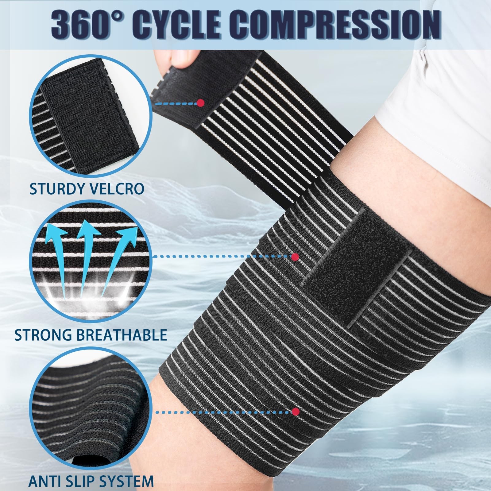 Zuscot 2 Pcs Hamstring & Thigh Compression Wraps, Adjustable 2 Pcs, Black