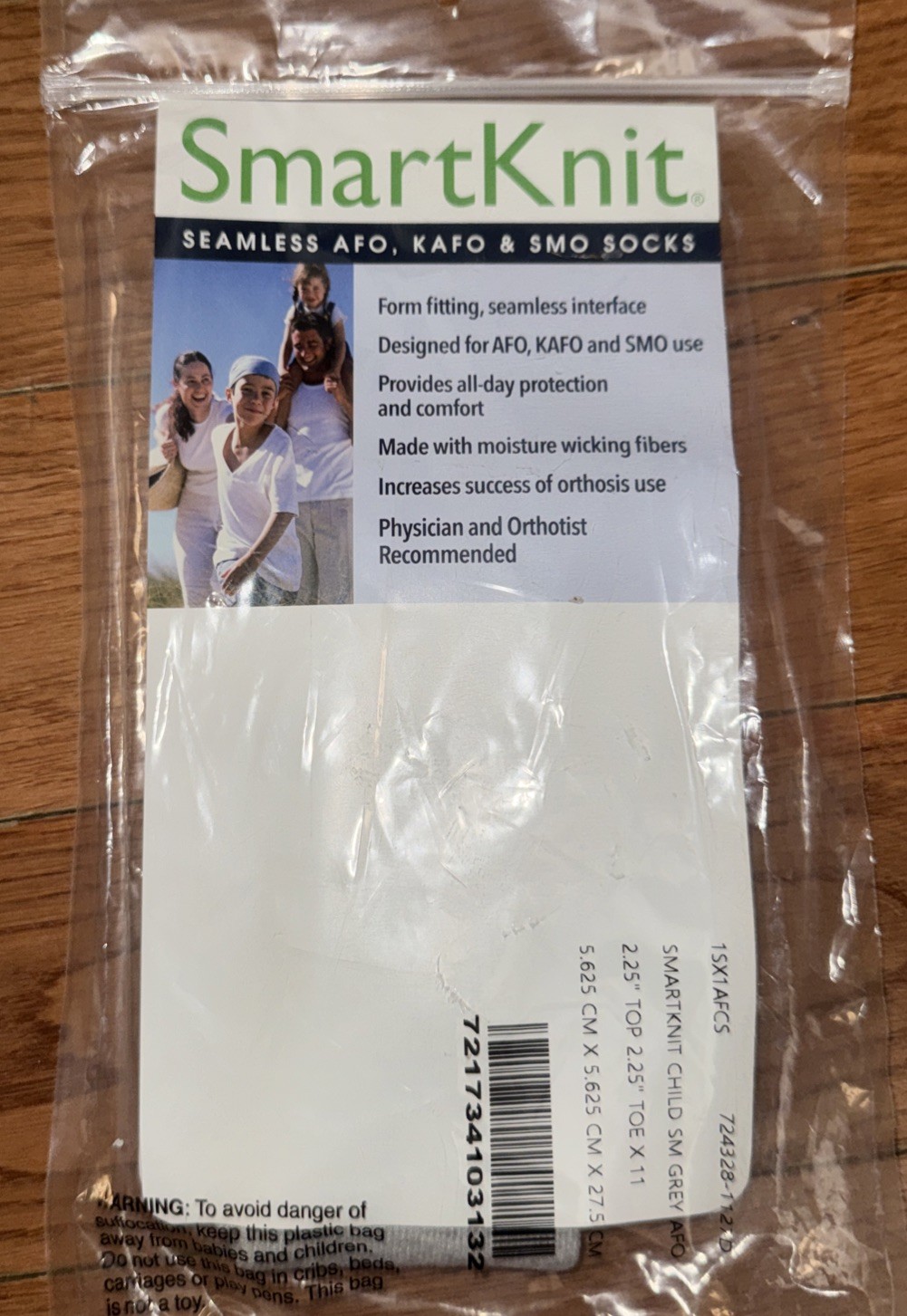 Smartknit Seamless Small/Child 2.25” x 2.25″ x 11″ AFO Socks – GREY NEW PKG