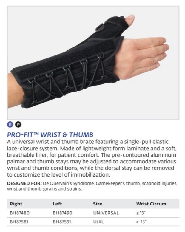 Bell-Horn DJO Pro-Fit Wrist & Thumb Brace – Universal – Injured Wrists & Thumbs
