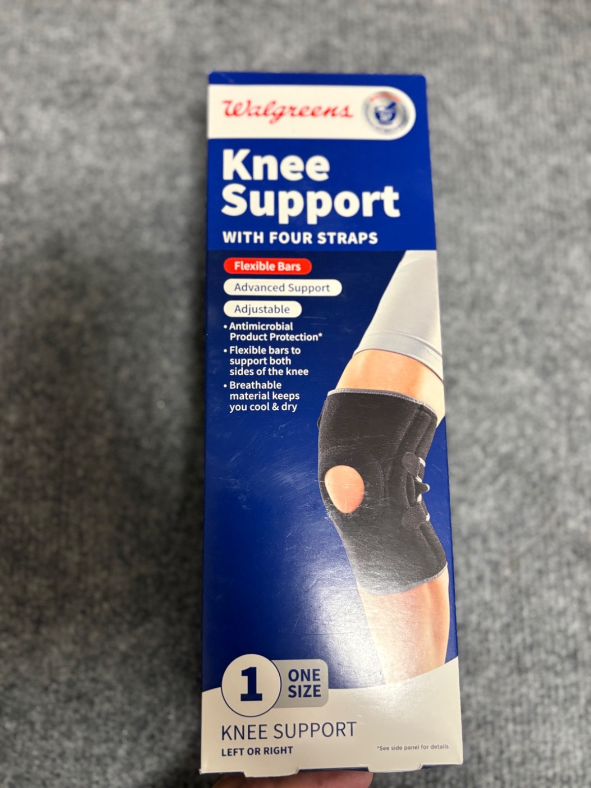 Walgreens Knee Support Brace Four Straps Adjustable Flexible Bars One Size