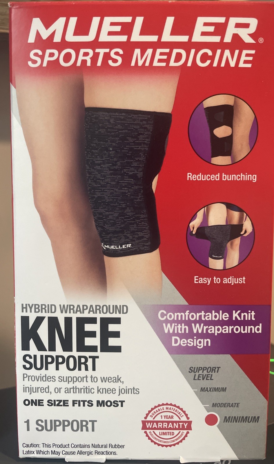 MUELLER Hybrid Wraparound Knee Support One Size Fits Most – Minimum Support
