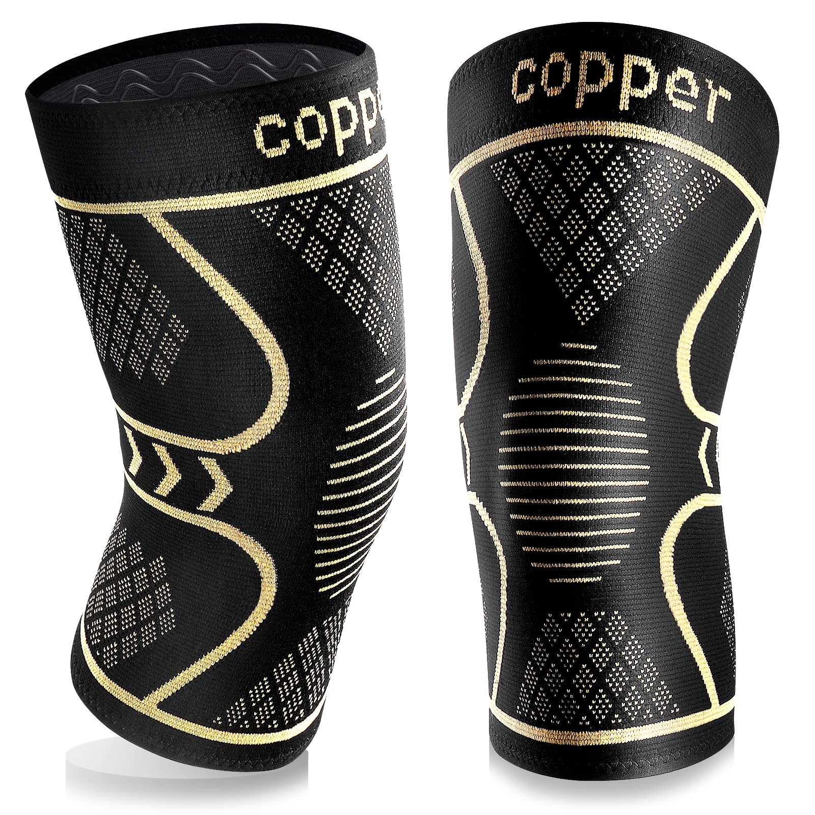 Copper Knee Brace Compression Sleeves 2 Pack for Pain Relief 3XL
