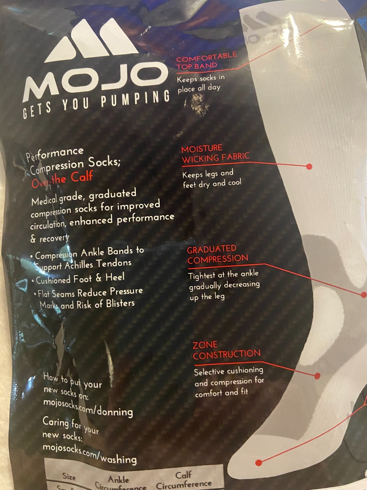 Mojo Enhanced Performance Compression Socks 20MMHG Medium Support ~ Black ~ 5XL