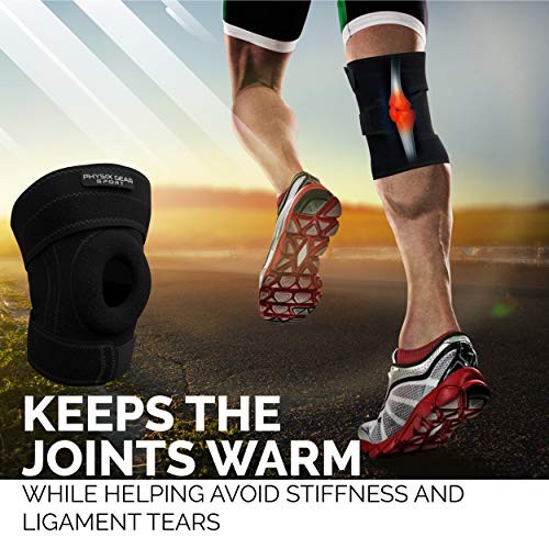 Physix Gear Knee Brace for Men & Women – Adjustable Patella Medium Black/Grey