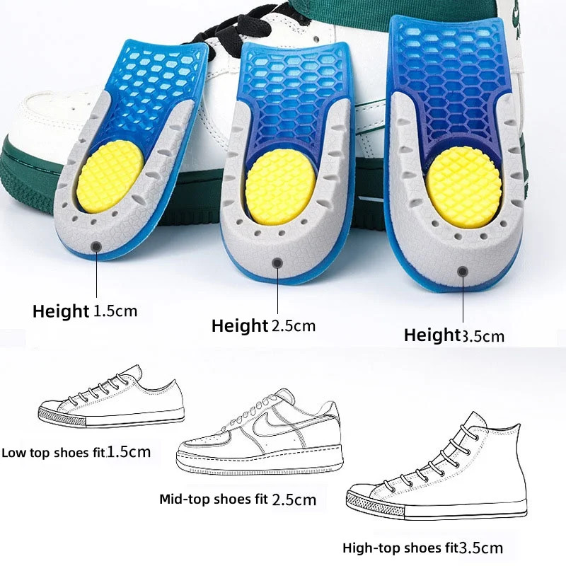 Heightening half cushion invisible honeycomb elastic heightening insole silicone