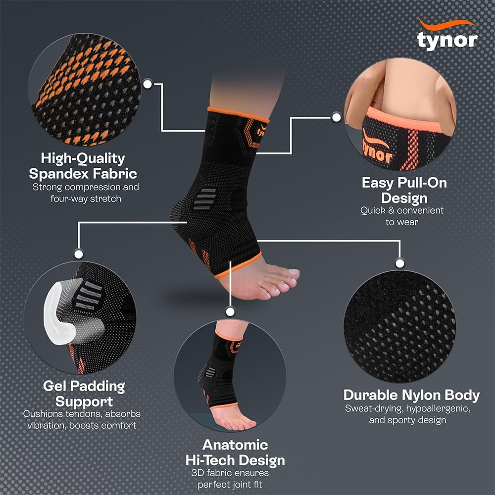 Small Foot Ankle Brace Sprained Neoprene Compression Sleeve Wrap Orange