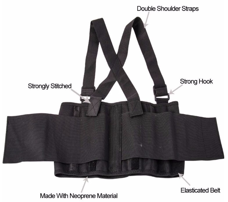 Heavy Duty Weight Lift Lumbar Lower Back Waist Support Belt Brace Suspender Work