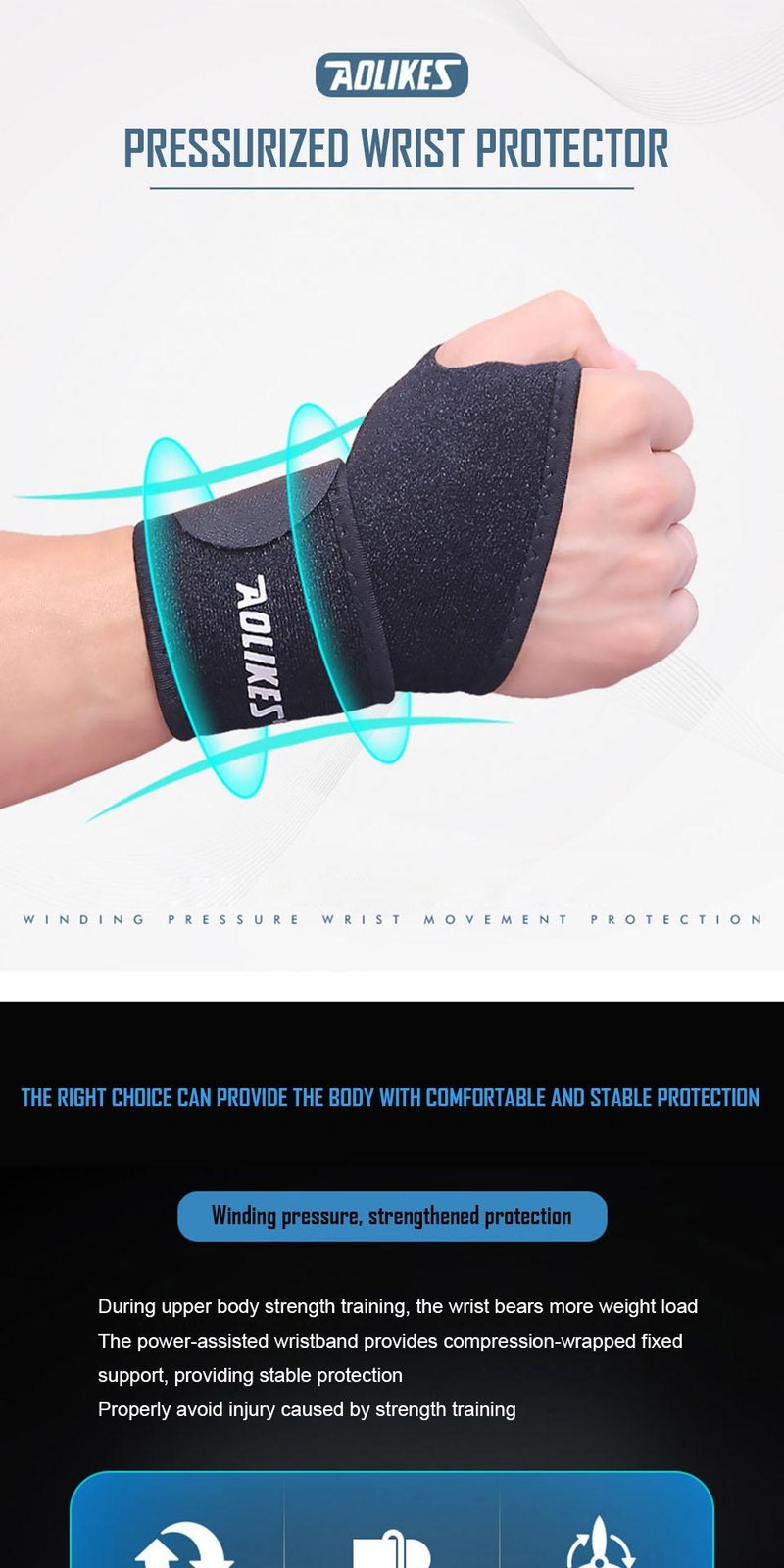 Aolikes 1 Pc Wrist Band Support for Adjustable Wrist Bandage Brace for Sports Wr