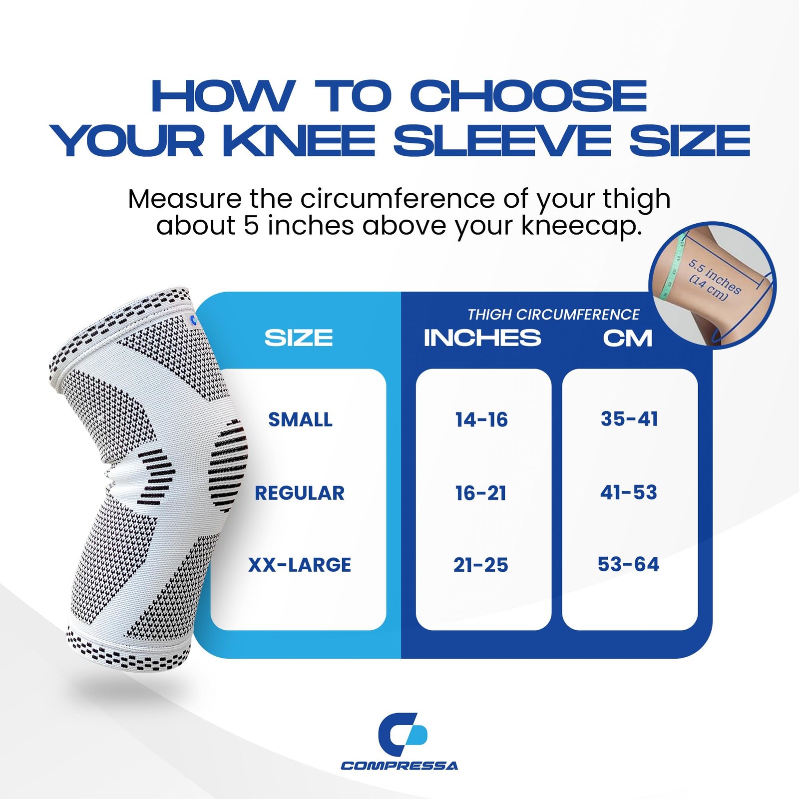 Compressa Knee Sleeve for Women & Men (XX-Large) – Non-Slip Compression Suppo…